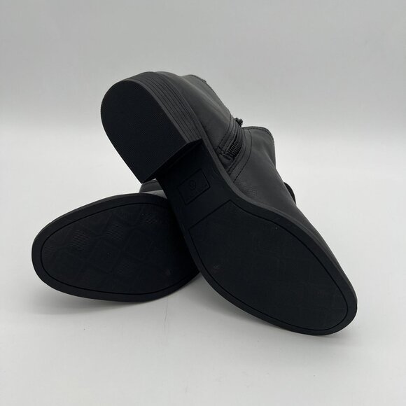 Falls Creek Womens Black Faux Leather Ankle Boots Size 7.5 With Low Block Heel - Picture 5 of 6